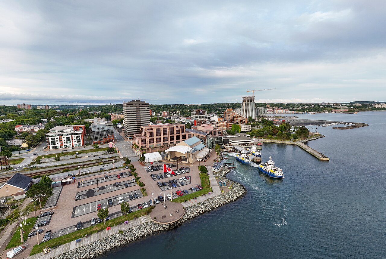 Aerial view of Dartmouth, Nova Scotia, near Halifax Airport taxi service