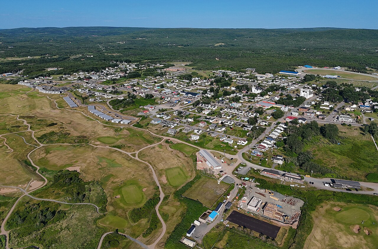 Scenic view of Inverness, Nova Scotia, Canada, showing the coastal landscape and surroundings of the Cape Breton community.